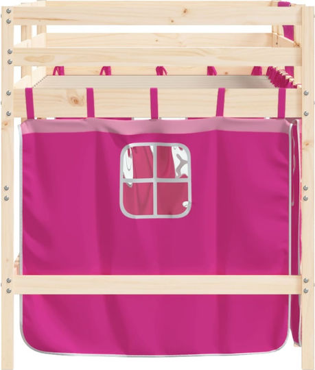 Kinderbett Hochbett Einzeln Rosa für Matratze 80x200cm