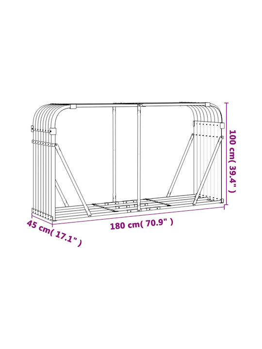 vidaXL Μεταλλικό Ράφι Αποθήκευσης Ξύλων 180x45x100cm Καφέ