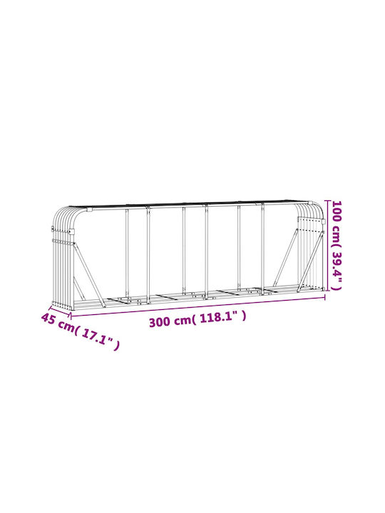 vidaXL Μεταλλικό Ράφι Αποθήκευσης Ξύλων 300x45x100cm Γκρι