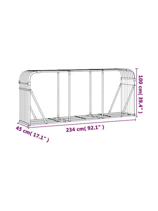 vidaXL Μεταλλικό Ράφι Αποθήκευσης Ξύλων 234x45x100cm Γκρι
