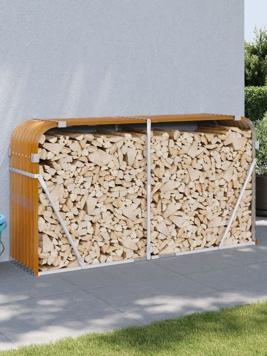 vidaXL Μεταλλικό Ράφι Αποθήκευσης Ξύλων 180x45x100cm Καφέ