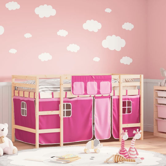 Kinderbett Hochbett Einzeln Rosa für Matratze 80x200cm