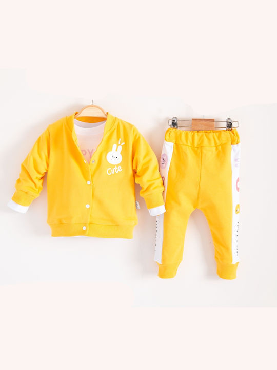 Trendy Shop Kids Sweatpants Set Yellow 3pcs