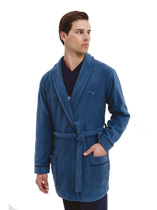 Odyssey Men's Winter Fleece Pajama Robe Blue