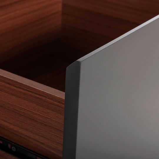 Suport TV din Lemn Hudson Walnut & Dark Grey L180xW40xH50cm