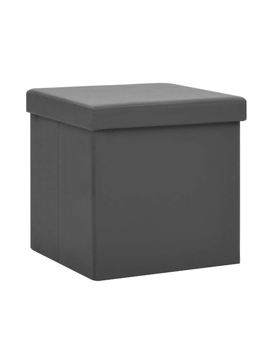Hocker Für das Wohnzimmer Klappbar Mit Stauraum Gepolstert mit Kunstleder Gray 2Stück 38x38x38cm