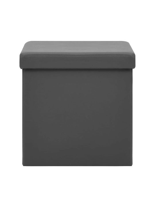 Hocker Für das Wohnzimmer Klappbar Mit Stauraum Gepolstert mit Kunstleder Gray 2Stück 38x38x38cm