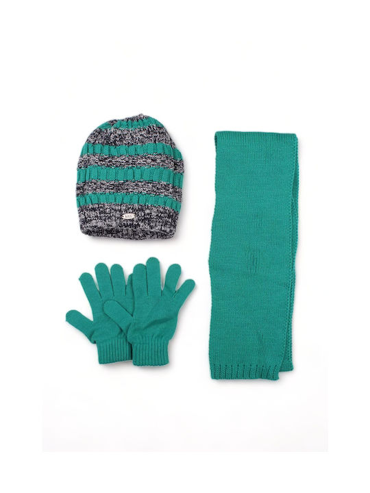 Kitti Set de căciuliță pentru copii cu mănuși Căciulă tricotată pentru copii Verde