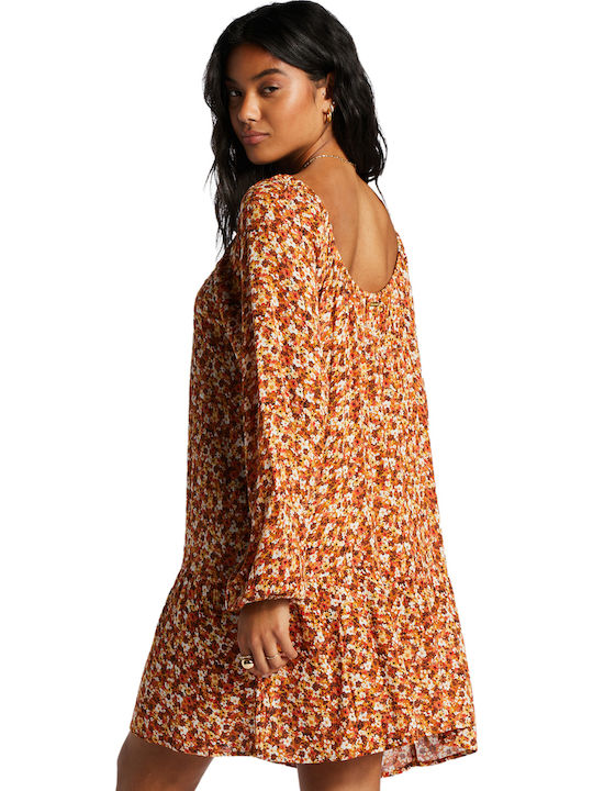 Lucky You Mini Dress with Ruffles Brown