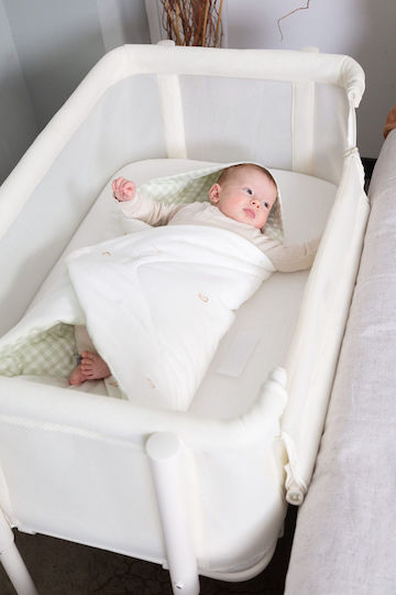 Childhome Люлка Evolux с Матрак и Странично Отваряне Natural White