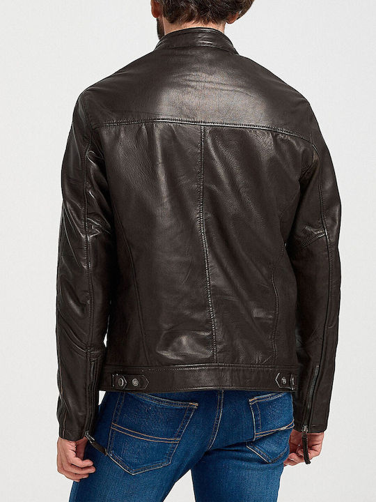 Soma Men's Winter Leather Biker Jacket CAFE