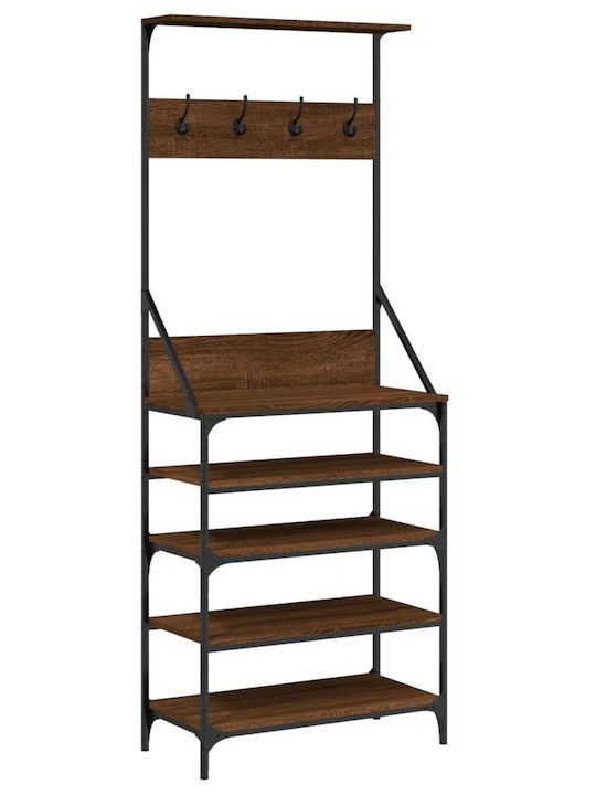 vidaXL Floor Garment Rack made of Metal Brown 70x34x184cm