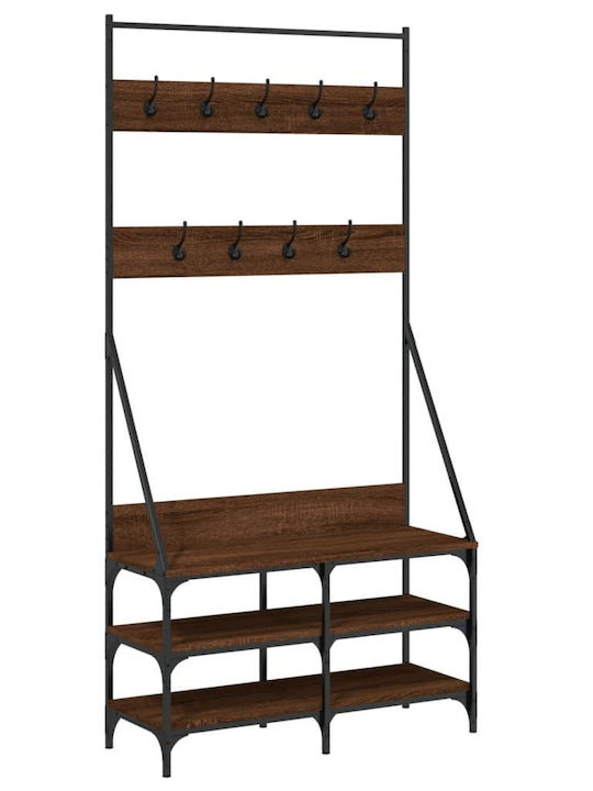 vidaXL Floor Garment Rack made of Metal Brown 90x34x184cm