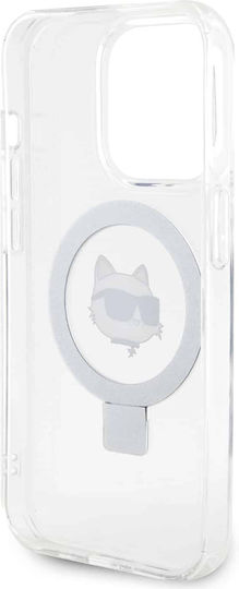 Karl Lagerfeld Choupette Umschlag Rückseite Kunststoff Transparent (iPhone 15 Pro Max)