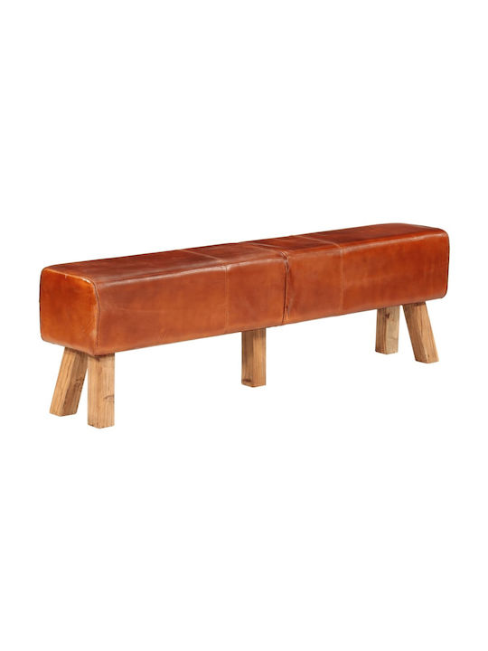 Dining Room Genuine Leather Bench Coffee 160x30x49cm