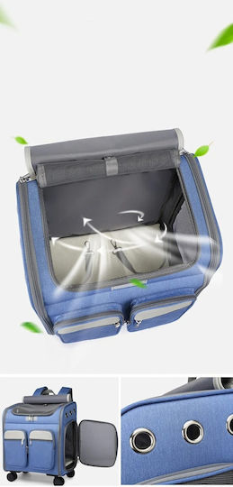 4 Dog/Cat Carrying Blue Trolley for 9kg Pets L41xW30xH43cm