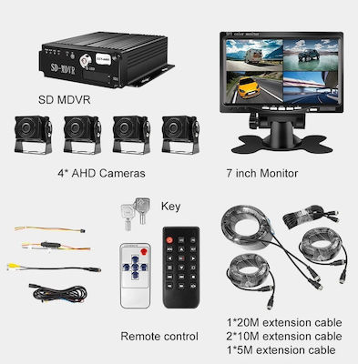 Car Parking System with Camera / Screen and 4 Sensors 7mm in White Colour