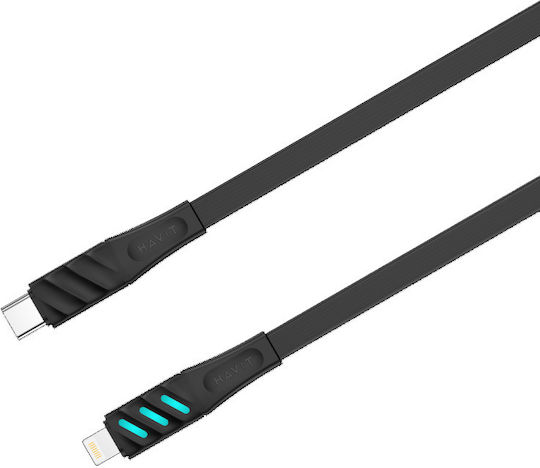 Havit LED USB-C to Lightning Cable Μαύρο 1m (CB6255)