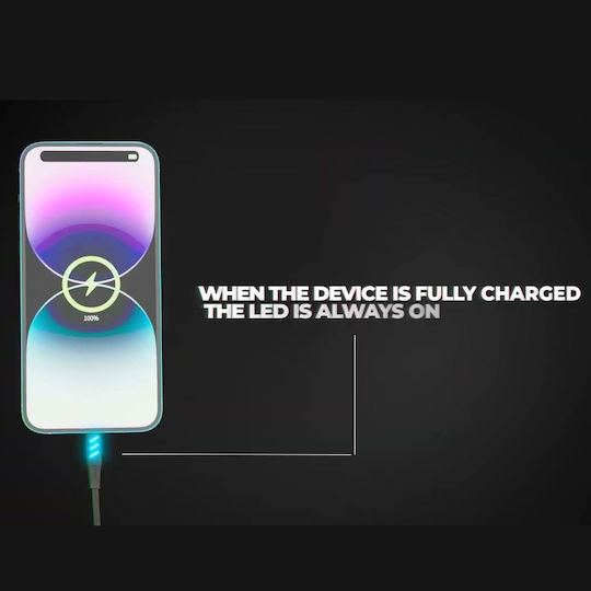 Havit LED USB-C to Lightning Cable Μαύρο 1m (CB6255)