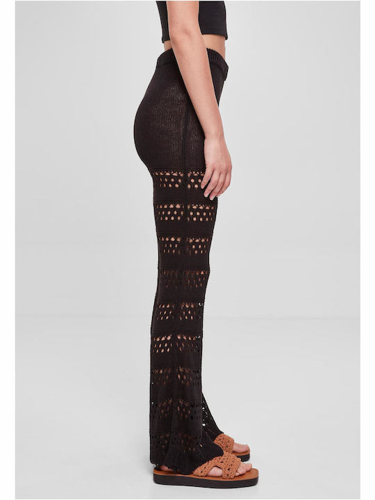 Dama Tesatura Pantaloni Evazați Negru