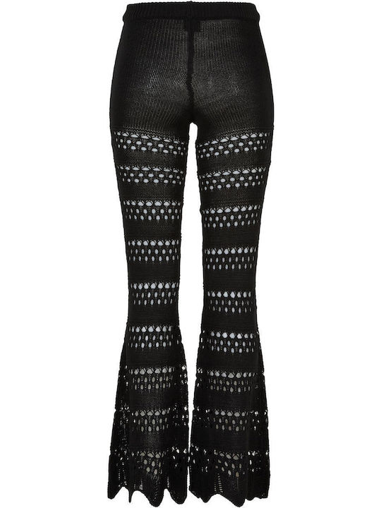 Dama Tesatura Pantaloni Evazați Negru