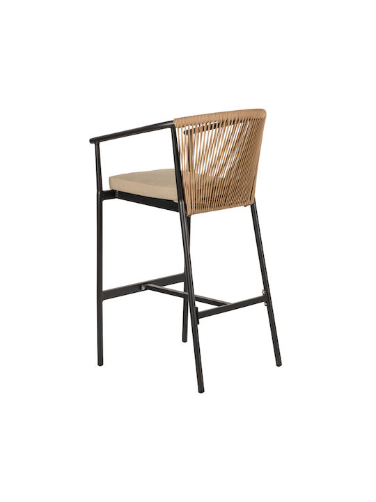 Scaun De Bar Pentru Exterior Rattan Mandraka Negru/Natural 56x63x108cm