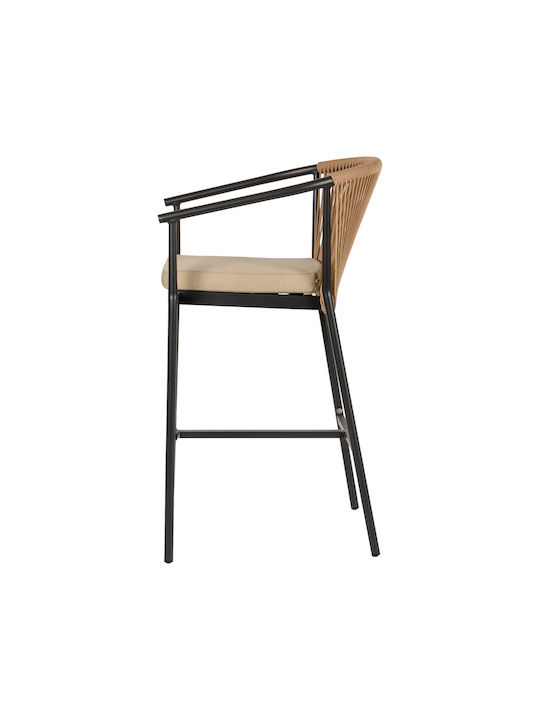Scaun De Bar Pentru Exterior Rattan Mandraka Negru/Natural 56x63x108cm