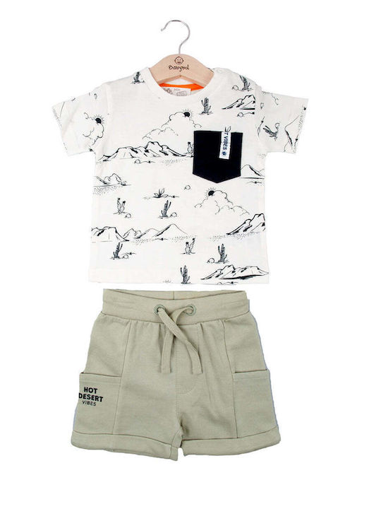 Babybol Kids Set with Shorts Summer 2pcs Ecru