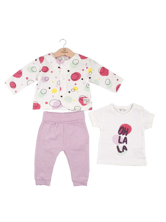 Babybol Kinder Set mit Hose Sommer 3Stück Flieder