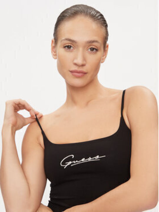 Guess Damen Sportliches Bluse Ärmellos Schwarz