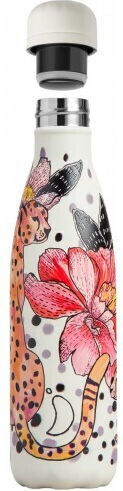 Chilly's Series Tropical Bottle Thermos Stainless Steel BPA Free 500ml White Cheetah Jungle
