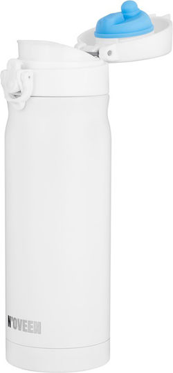 N'Oveen Μπουκάλι Θερμός Ανοξείδωτο 400ml Λευκό με Επιστόμιο