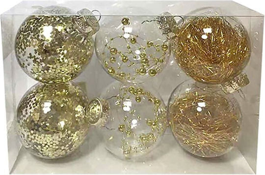 93-2524 Hängendes Kugel Ornament Ornament Kunststoff Silber 8cm Set 6Stück