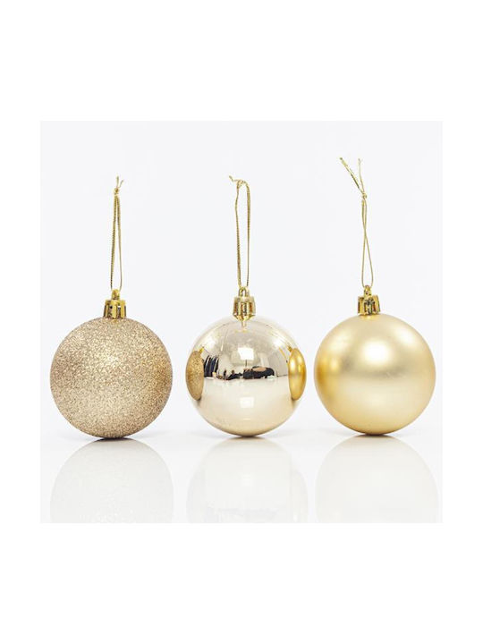 Eurolamp Weihnachtshänger Kugel Ornament Plastik Gold 6cm Set 6Stück