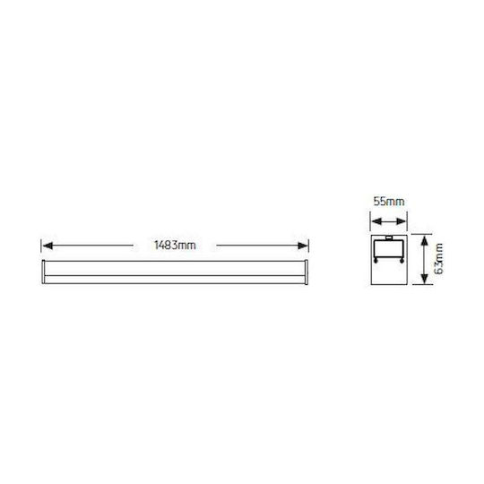 Geyer LED Lumina liniară Lumină Plafon 50W Alb natural IP20 cu Intensitate Reglabilă L150xL55xÎ6.3cm