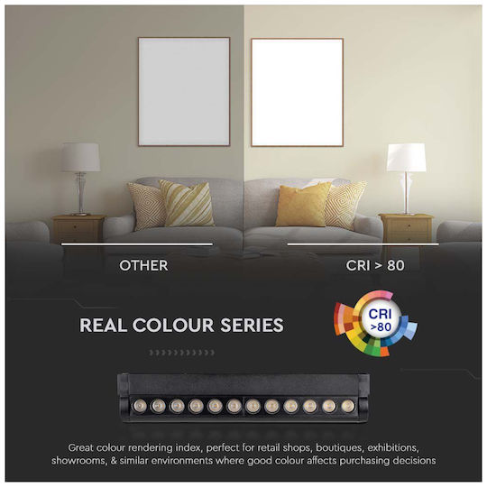 V-TAC LED Γραμμικό Φωτιστικό Οροφής 12W Ψυχρό Λευκό IP20 Μ26xΒ5.2xΥ3.3εκ.