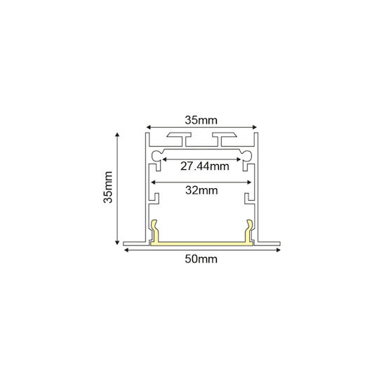 Aca Vylo Commercial Linear Recessed LED Wall Light 37W Natural White IP20 135cm