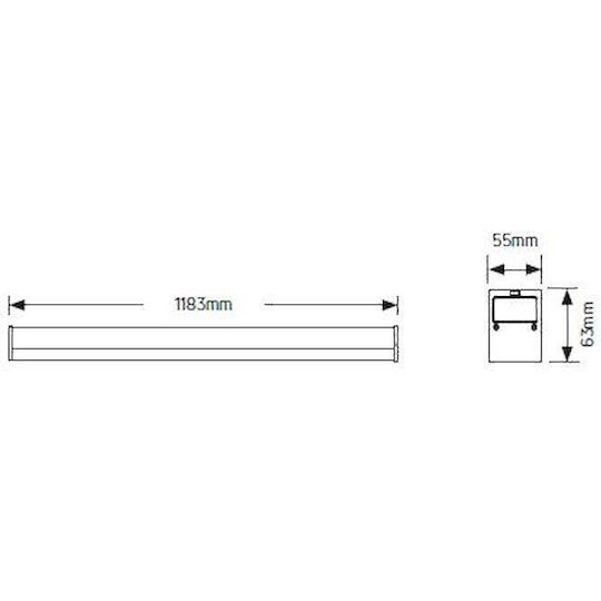 Geyer Commercial Linear LED Ceiling Light 30W Warm White IP20 Dimmable L120xD55xH6.3cm