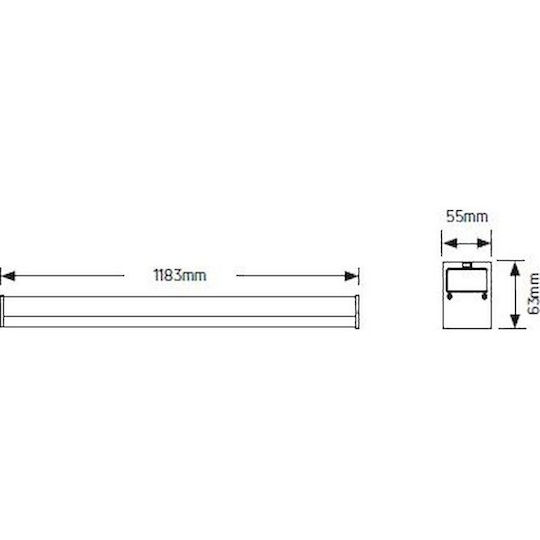 Geyer Commercial Linear LED Ceiling Light 30W Warm White IP20 Dimmable L120xD55xH6.3cm