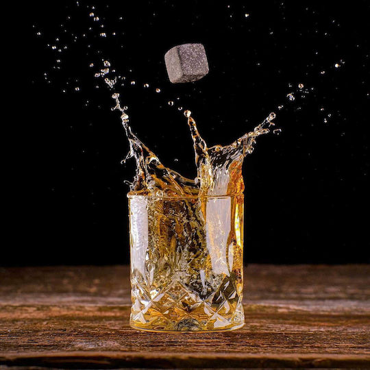Whisky Stones Διακοσμητικά Παγάκια Πέτρινα με Θήκη Αποθήκευσης & Ποτήρια 12τμχ