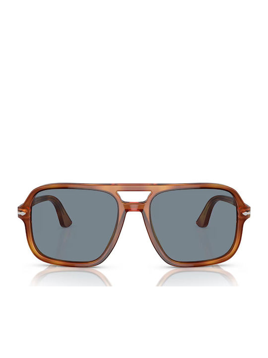 Persol Мъжки Слънчеви Очила с Кафяв Костенурков Пластмасов Рамка и Сини Стъкла PO3328S 96/56