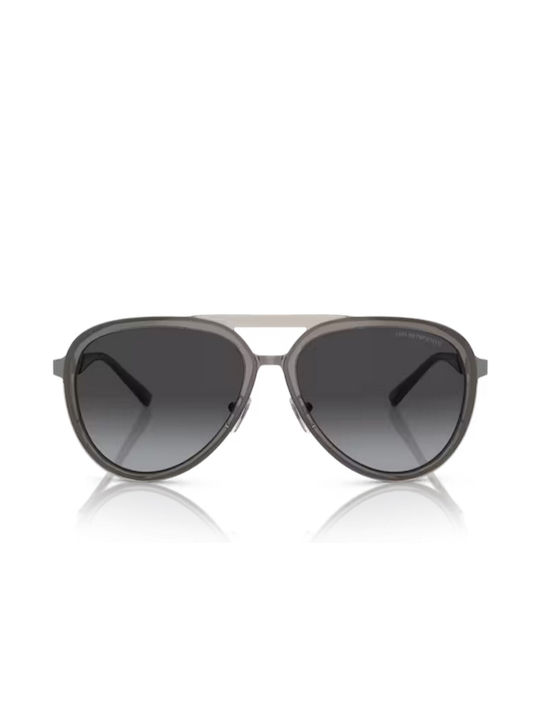 Emporio Armani Unisex Sunglasses with Silver Frame and Gray Gradient Lens