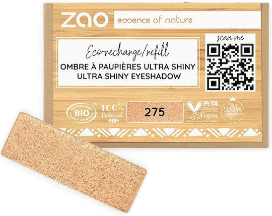 Zao Organic Makeup Rectangle Ultra Shiny Eye Shadow Refill Pressed Powder in Orange Colour 1.3g