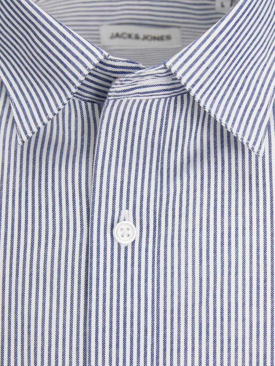 Langärmlig Baumwolle Hemd Gestreift Medieval Blue Stripe