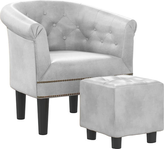 Armchair with Footstool Μπάρελ 70x56x68cm Silver Armchair with Footstool Μπάρελ 70x56x68cm Silver
