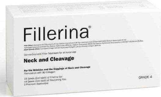 Labo Fillerina Neck Cleavage Filler Tratament Gât & Decolteu Grad 4 Serum Hidratare & Anti-îmbătrânire Pentru Față cu Acid Hialuronic pentru Tonifiere & Imperfecțiuni 2x30ml