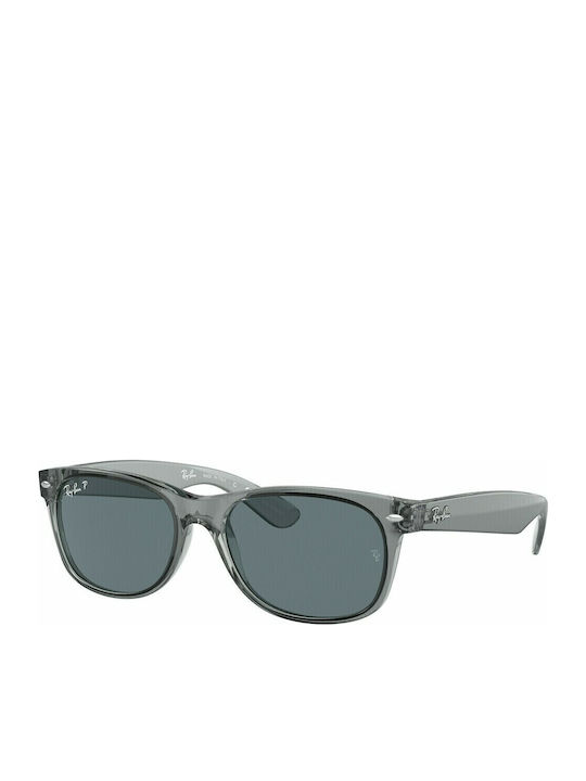Ray Ban Wayfarer Унисекс Слънчеви Очила със Сив Пластмасов Рамка и Сини Поляризирани Лещи RB2132 6450/3R