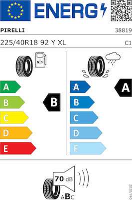 Pirelli Tyres / Car / Pirelli Powergy 225/40 R18 92Y XL RP TL Fuel Eff.: B  Wet Grip: A NoiseClass: B Noise: 70dB Car Tyres - MPV Tyres - People  Carrier Tyres - 18 R18 - 225/40/18, 225/40R18