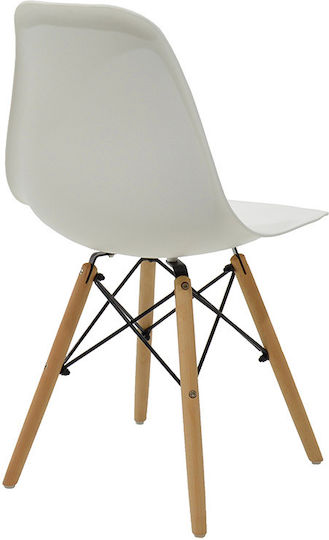 Julita Kitchen Chair Made of Polypropylene White-Natural 46x50x82cm