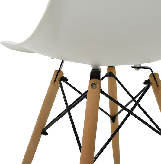 Julita Kitchen Chair Made of Polypropylene White-Natural 46x50x82cm